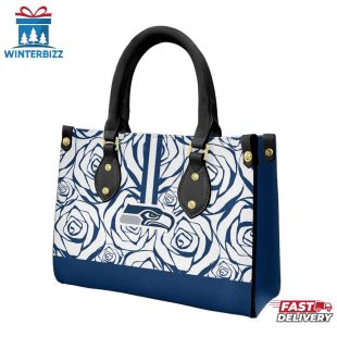 Seattle Seahawks Rose Pattern NFL Leather Handbag