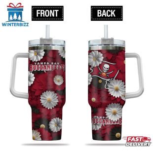 Tampa Bay Buccaneers Flowers Pattern NFL Tumbler 40Oz