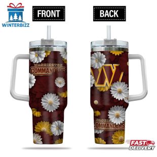 Washington Commanders Flowers Pattern NFL Tumbler 40Oz
