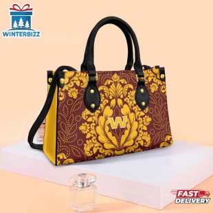 Washington Football Team Flower Pattern NFL Leather Handbag