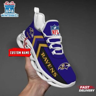 Custom Name Baltimore Ravens Sport NFL Max Soul Shoes
