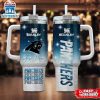 Custom Name Carolina Panthers Team Pattern Tumbler 40Oz With Handle