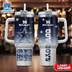 Custom Name Dallas Cowboys Team Pattern Tumbler 40Oz With Handle