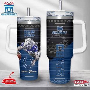 Custom Name Indianapolis Colts Mascot Tumbler 40Oz With Handle
