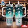 Custom Name Miami Dolphins Team Pattern Tumbler 40Oz With Handle