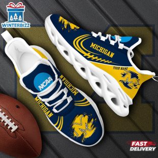 Custom Name Michigan Wolverines NCAA Team Sport Max Soul Shoes