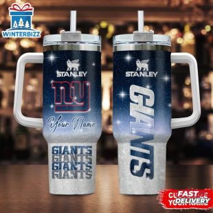 Custom Name New York Giants Team Pattern Tumbler 40Oz With Handle