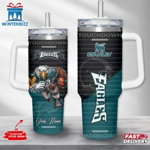 Custom Name Philadelphia Eagles Mascot Tumbler 40Oz With Handle