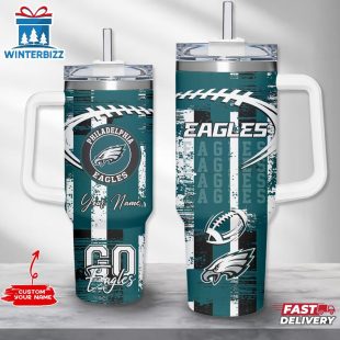 Custom Name Philadelphia Eagles NFL Tumbler 40Oz With Handle