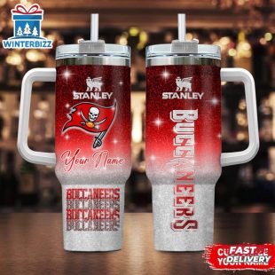 Custom Name Tampa Bay Buccaneers Team Pattern Tumbler 40Oz With Handle