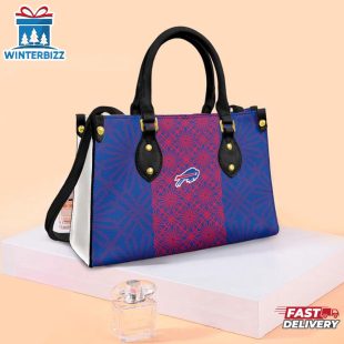 DeBuffalo Bills Flower Pattern NFL Logo Team Leather Handbag