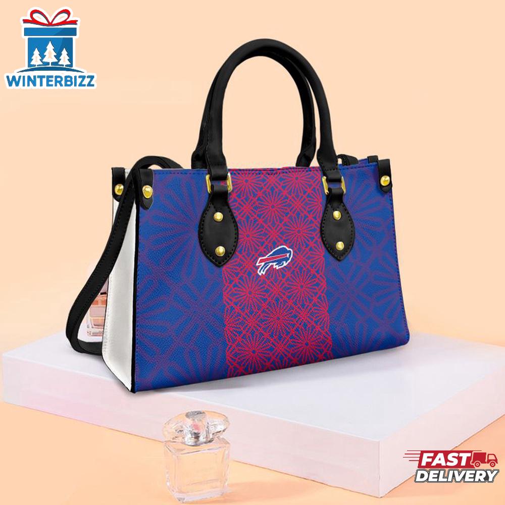 DeBuffalo Bills Flower Pattern NFL Logo Team Leather Handbag DeBuffalo Bills Flower Pattern NFL Logo Team Leather Handbag