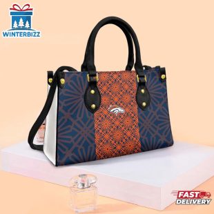 Denver Broncos Flower Pattern NFL Logo Team Leather Handbag