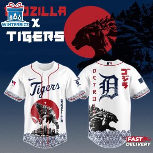 Detroit Tigers MLB x Godzilla Baseball Jersey Shirt For Fans