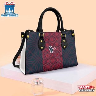 Houston Texans Flower Pattern NFL Logo Team Leather Handbag