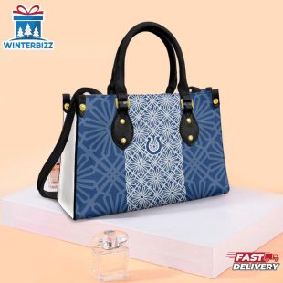 Indianapolis Colts Flower Pattern NFL Logo Team Leather Handbag