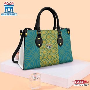 Jacksonville Jaguars Flower Pattern NFL Logo Team Leather Handbag