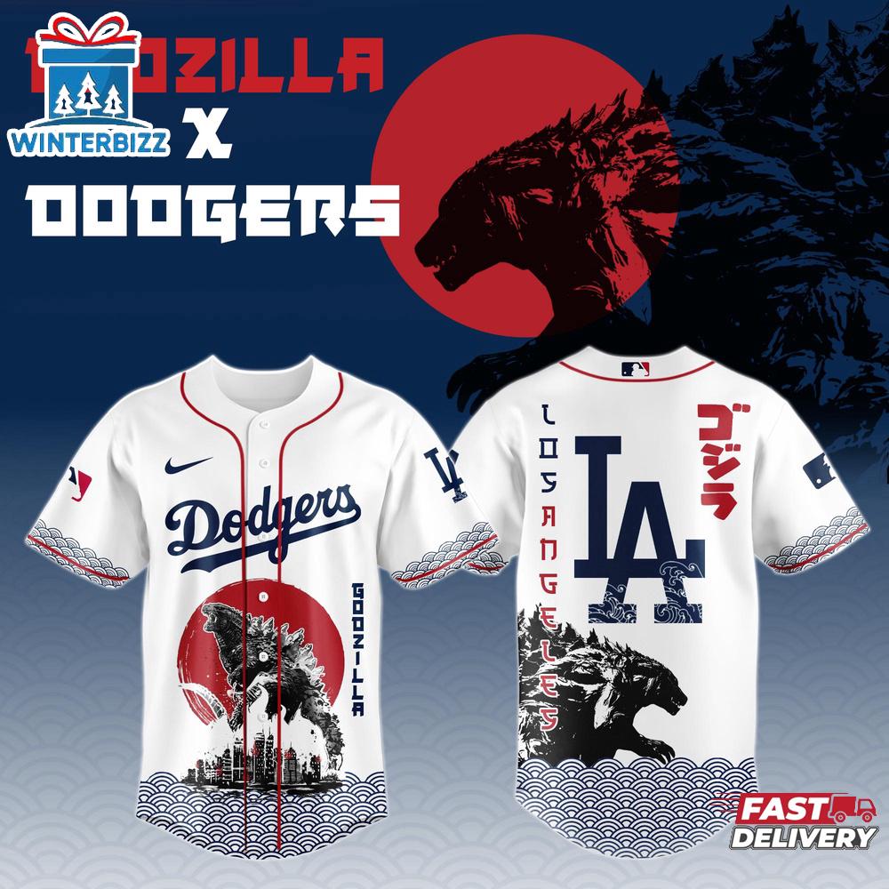 Los Angeles Dodgers MLB x Godzilla Baseball Jersey Shirt For Fans Los Angeles Dodgers MLB x Godzilla Baseball Jersey Shirt For Fans