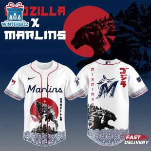 Miami Marlins MLB x Godzilla Baseball Jersey Shirt For Fans