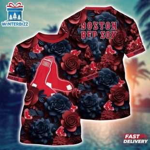 MLB Boston Red Sox All Over Print T-Shirt Tropical Trends For Fans Sports