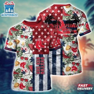 MLB Boston Red Sox All Over Print T-Shirt Tropical Triumph Threads For Fans Sports