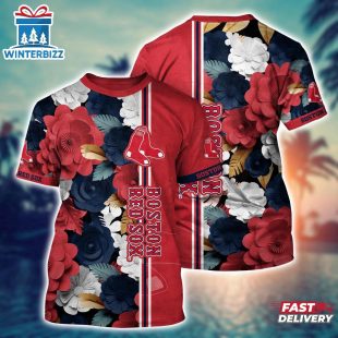 MLB Boston Red Sox All Over Print T-Shirt Tropical Twist For Fans Sports