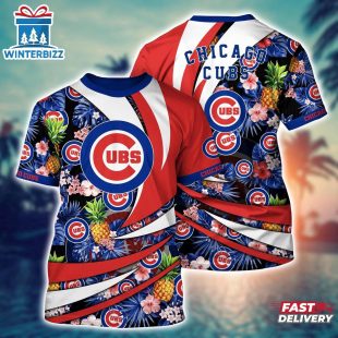 MLB Chicago Cubs All Over Print T-Shirt Athletic Aura For Fans Baseball