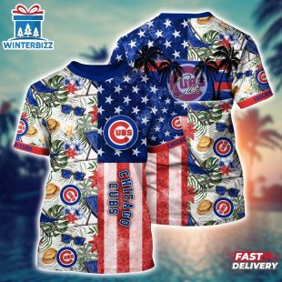 MLB Chicago Cubs All Over Print T-Shirt Tropical Triumph Threads For Fans Sports