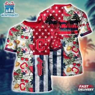 MLB Cleveland Indians All Over Print T-Shirt Tropical Triumph Threads For Fans Sports