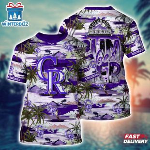 MLB Colorado Rockies All Over Print T-Shirt Aloha Grand Slam For Fans Sports