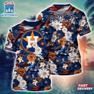 MLB Houston Astros All Over Print T-Shirt Tropical Tranquility Bloom For Fans Sports