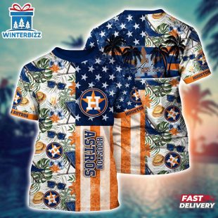MLB Houston Astros All Over Print T-Shirt Tropical Triumph Threads For Fans Sports