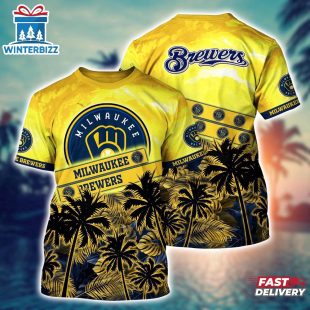 MLB Milwaukee Brewers All Over Print T-Shirt Chic Baseball Layers For Fans Baseball
