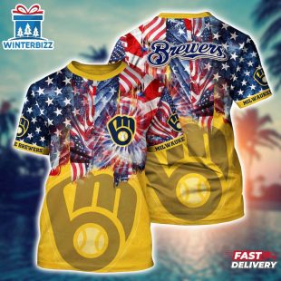 MLB Milwaukee Brewers All Over Print T-Shirt Hawaiian Heatwave For Fans Sports