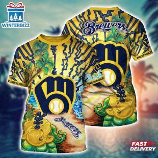 MLB Milwaukee Brewers All Over Print T-Shirt Masterpiece Parade For Sports Enthusiasts