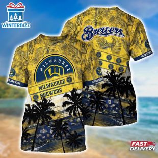 MLB Milwaukee Brewers All Over Print T-Shirt Sporty Chic For Fans Sports