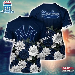 MLB New York Yankees All Over Print T-Shirt Floral Vibes For Fans Sports