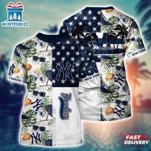 MLB New York Yankees All Over Print T-Shirt Tropical Triumph Threads For Fans Sports