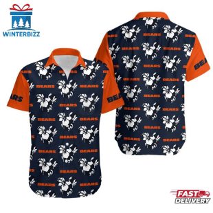 NFL Chicago Bears Mickey And Flowers Hawaiian Shirt