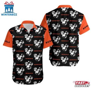 NFL Cincinnati Bengals Mickey And Flowers Hawaiian Shirt