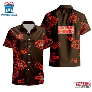 NFL Cleveland Browns Hands Pattern Hawaiian Shirt