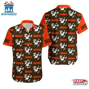 NFL Cleveland Browns Mickey And Flowers Hawaiian Shirt