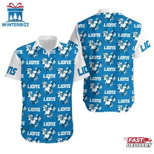 NFL Detroit Lions Mickey And Flowers Hawaiian Shirt