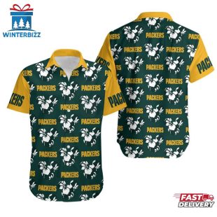NFL Green Bay Packers Mickey And Flowers Hawaiian Shirt