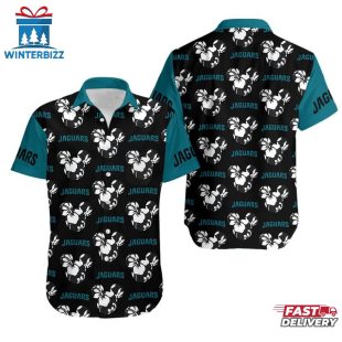 NFL Jacksonville Jaguars Mickey And Flowers Hawaiian Shirt