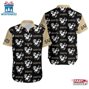 NFL New Orleans Saints Mickey And Flowers Hawaiian Shirt