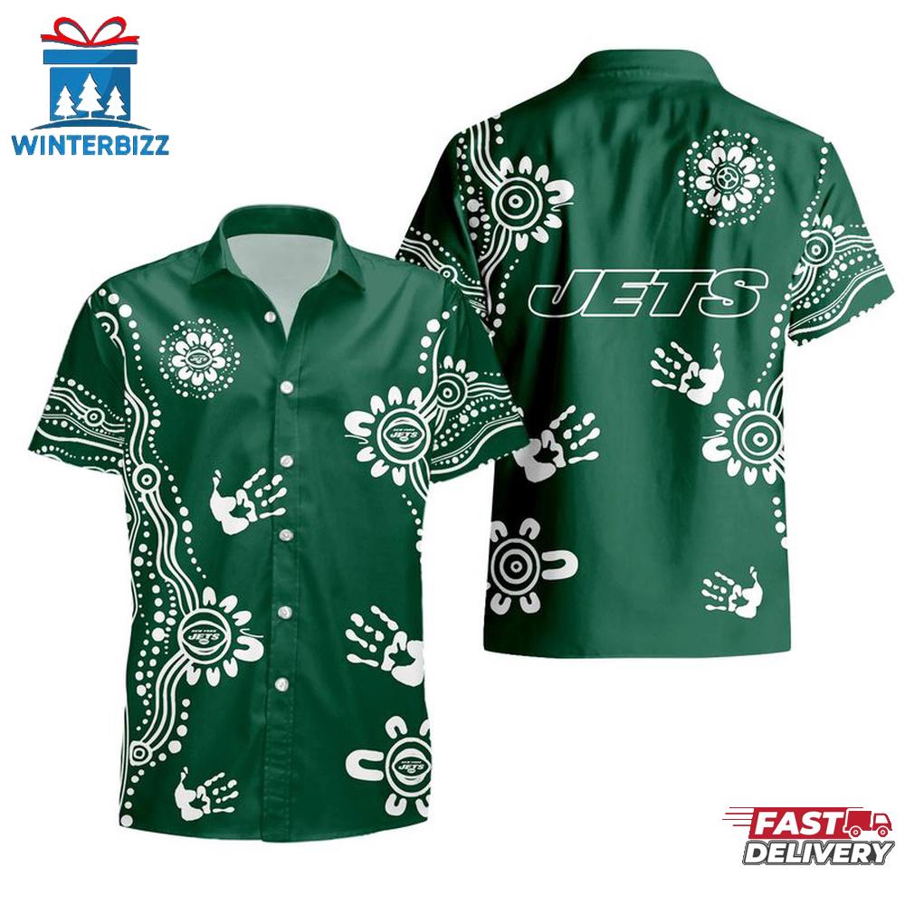 NFL New York Jets Hands Pattern Hawaiian Shirt NFL New York Jets Hands Pattern Hawaiian Shirt