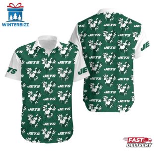NFL New York Jets Mickey And Flowers Hawaiian Shirt