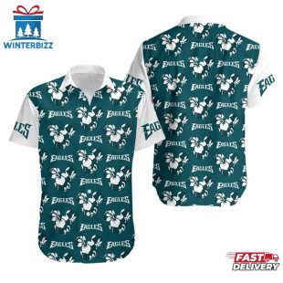 NFL Philadelphia Eagles Mickey And Flowers Hawaiian Shirt