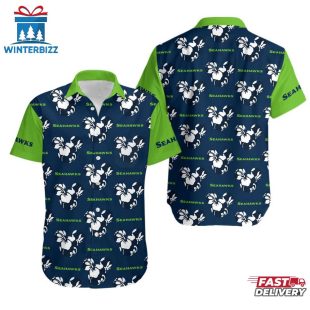NFL Seattle Seahawks Mickey And Flowers Hawaiian Shirt